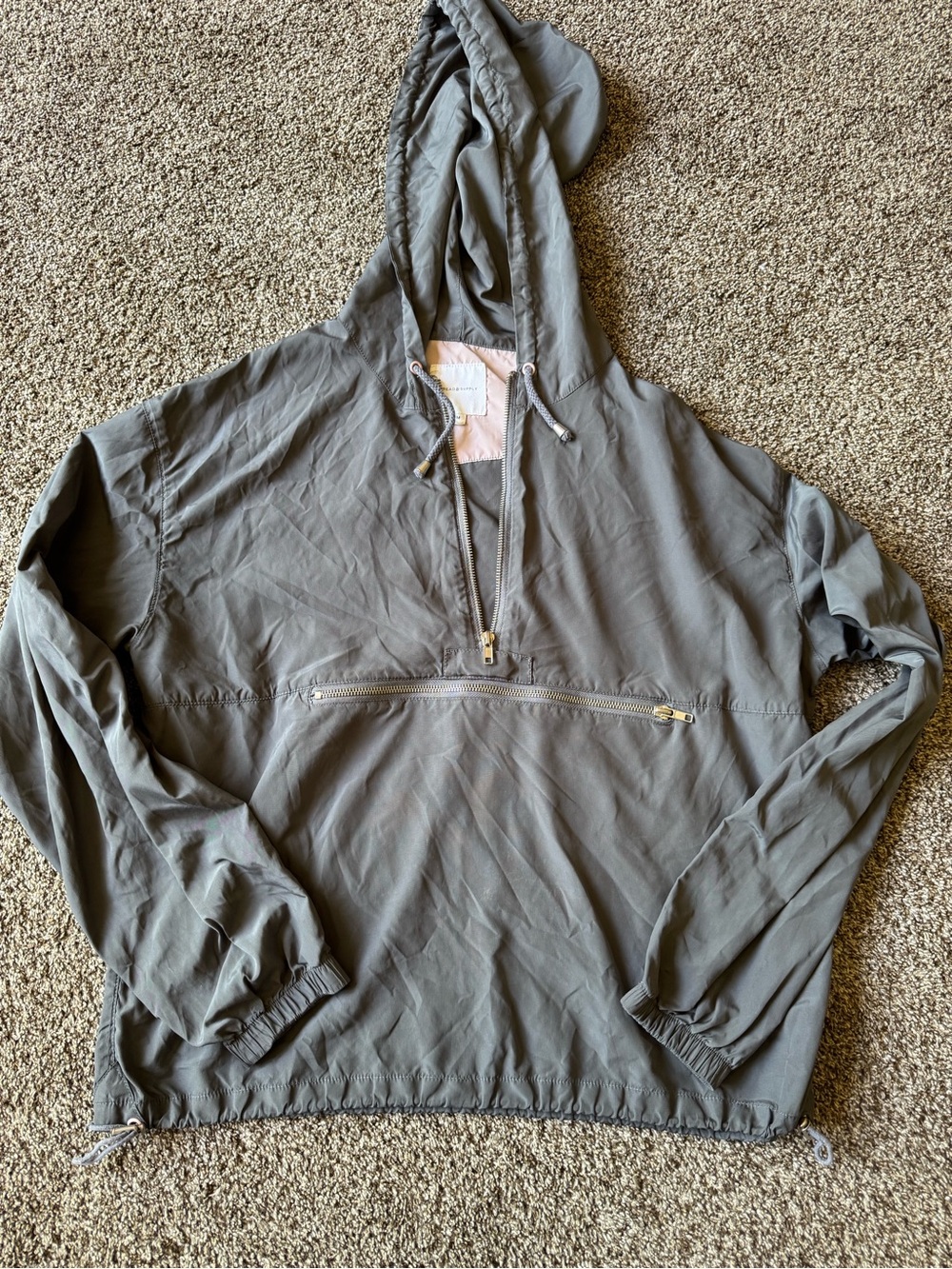 Grey Hooded Anorak Pullover